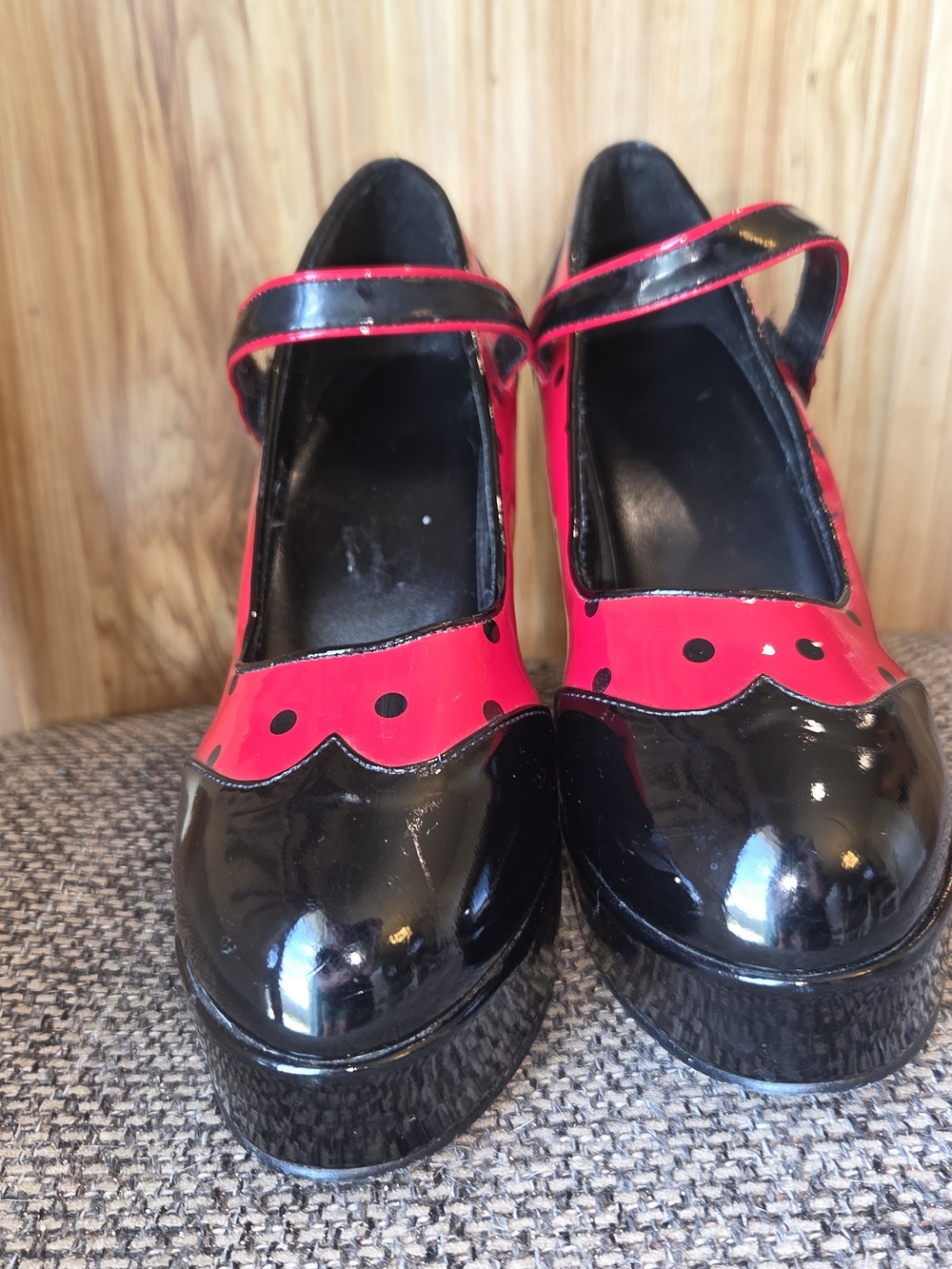 Women’s Black and Red Patent Mary Jane Heels